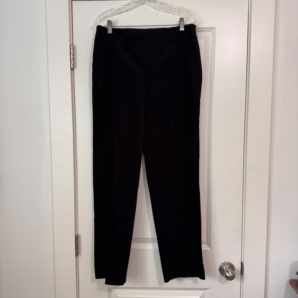 Talbots 8 Classic Side Zip Slim Straight Leg Black Velvet Pants Holiday Festive